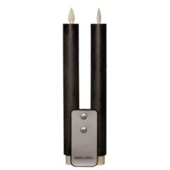 Anna’s Collection 2st. LED Rustiek Wax Diner Kaars Antraciet H23 Cm