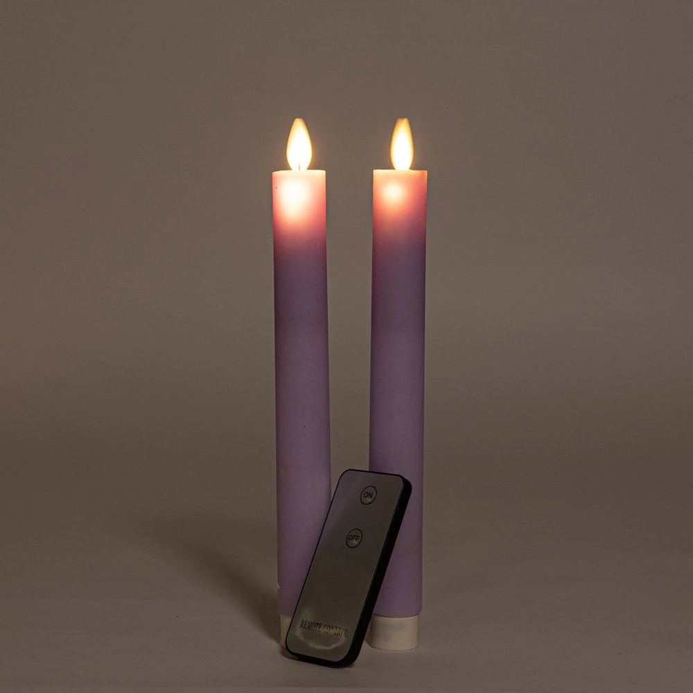 Anna’s Collection 2st. LED Rustiek Wax Diner Kaars Lila H23 Cm 4 Anna’s Collection 2st. LED Rustiek Wax Diner Kaars Lila H23 Cm - Afbeelding 2