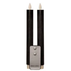 Anna’s Collection 2st. LED Rustiek Wax Diner Kaars Zwart H23 Cm
