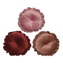 Decoris Kussen Polyester Fluweel Round Round Ruffle Edge 3kl.ass