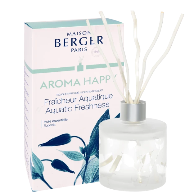 Maison Berger Paris Parfumverspreider Met Sticks 180ml - Aroma Happy - Aquatic Freshness 3 Maison Berger Paris Parfumverspreider Met Sticks 180ml - Aroma Happy - Aquatic Freshness