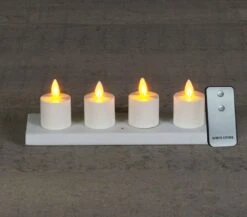 Anna’s Collection LED Theelicht Rustiek Set 3,5 Cm Wit 4 Stuks