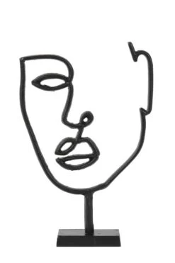 Ornament FACE Mat Zwart - 37 X 24 X 6 Cm