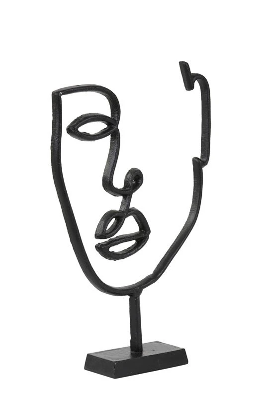 Ornament FACE Mat Zwart - 37 X 24 X 6 Cm 4 Ornament FACE Mat Zwart - 37 X 24 X 6 Cm - Afbeelding 2