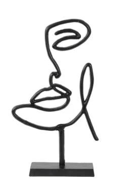 Ornament FACE Mat Zwart - 43 X 24 X 8 Cm