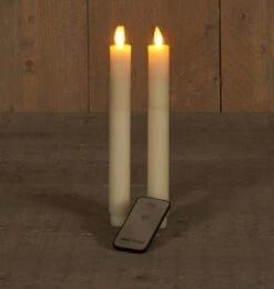 Anna’s Collection 2st. LED Rustiek Wax Diner Kaars Ivoor H23 Cm