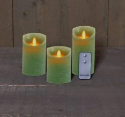 Anna’s Collection 3st. LED Rustiek Wax Stompkaars Jade Groen - Ø 7,5 X H 10/12,5/15 Cm -Meubeldecoratie Winkel rustieke led kaarsenset met bewegende vlam 7 5 x 10 12 5 15 1000x939 6321ddc9acebb l