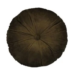 Sierkussen Rond Velvet Mustard - D 40 Cm