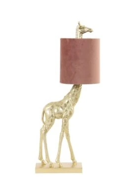 Tafellamp GIRAFFE Goud + Velvet Oud Roze - 26 X 16 X 61 Cm
