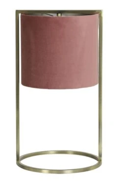 Tafellamp SANTOS Antiek Brons + Kap Oud Roze - 25 X 25 X 45 Cm