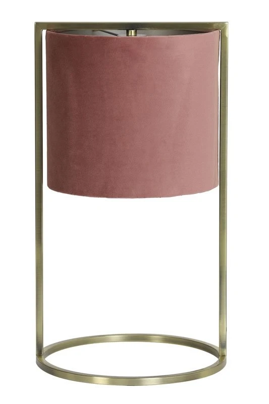 Tafellamp SANTOS Antiek Brons + Kap Oud Roze - 25 X 25 X 45 Cm